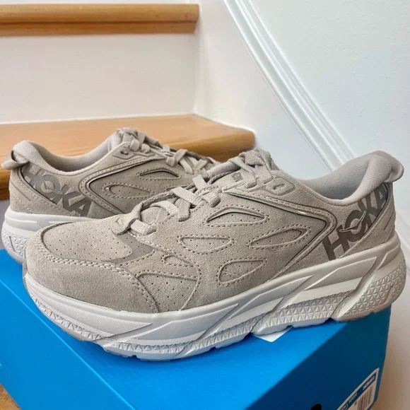 NWT Clifton L Suede Simply Taupe Pumice Stone Grey Tan Beige Unisex  NEW